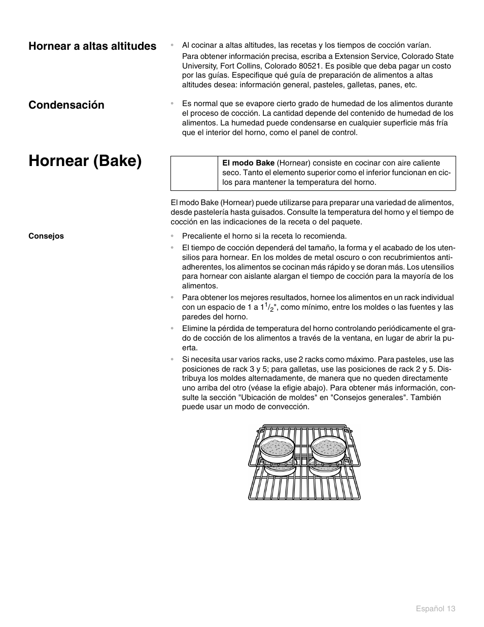 Hornear a altas altitudes, Condensación, Hornear (bake) | Consejos | Thermador PO301 User Manual | Page 50 / 120