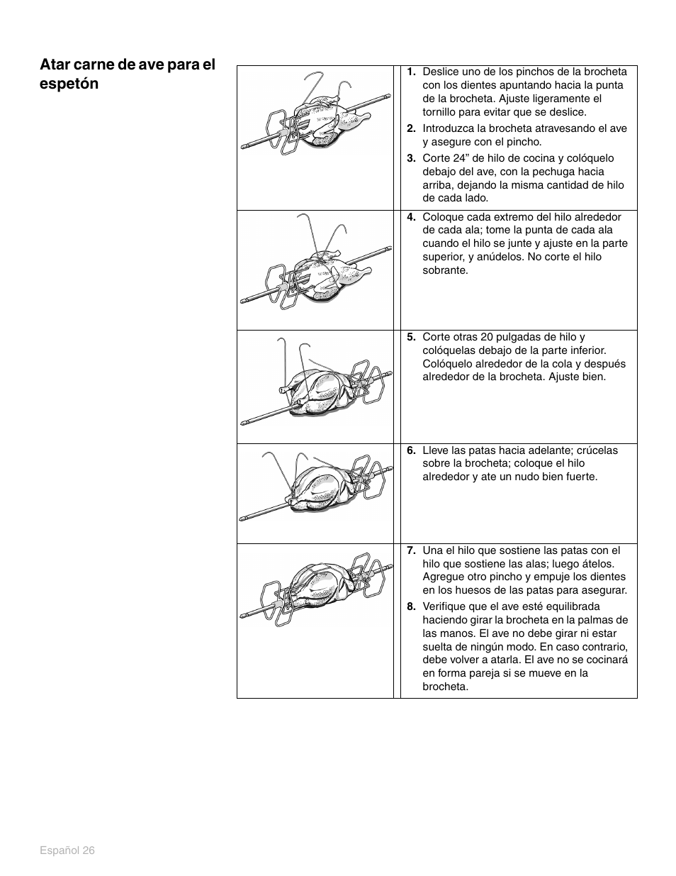 Atar carne de ave para el espetón | Thermador PO301 User Manual | Page 63 / 120