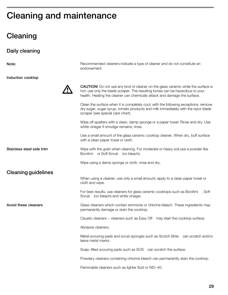 Cleaning and maintenance, Cleaning | Thermador CIS365GB User Manual | Page 28 / 113