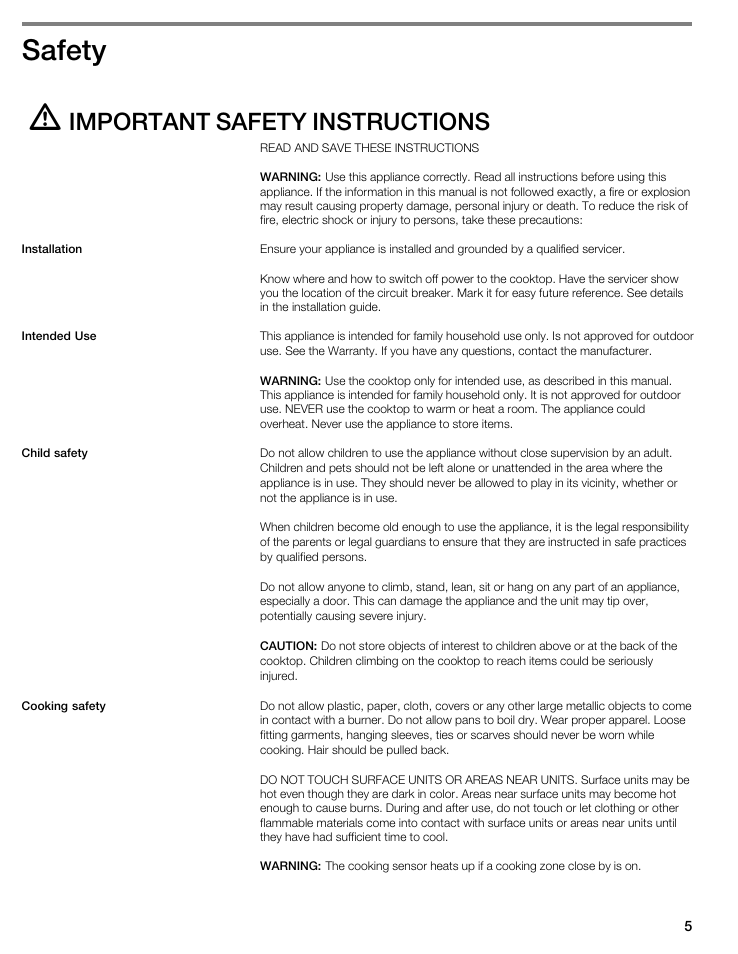 Safety, Important safety instructions | Thermador CIS365GB User Manual | Page 4 / 113