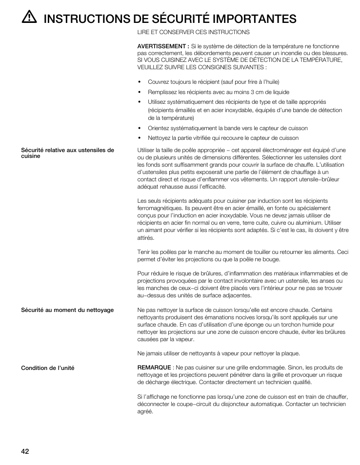 Instructions de sécurité importantes | Thermador CIS365GB User Manual | Page 41 / 113
