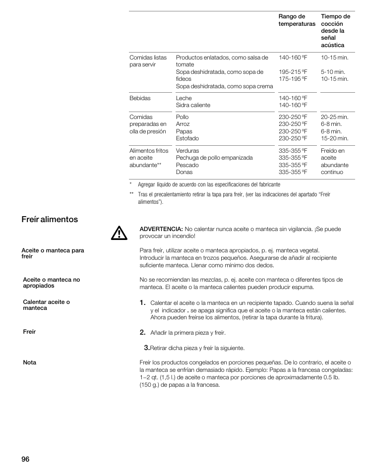 Freír alimentos | Thermador CIS365GB User Manual | Page 95 / 113