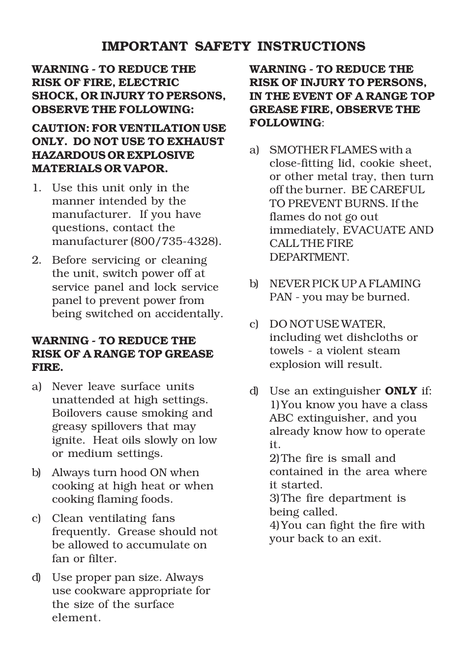 Important safety instructions | Thermador HNW User Manual | Page 2 / 6