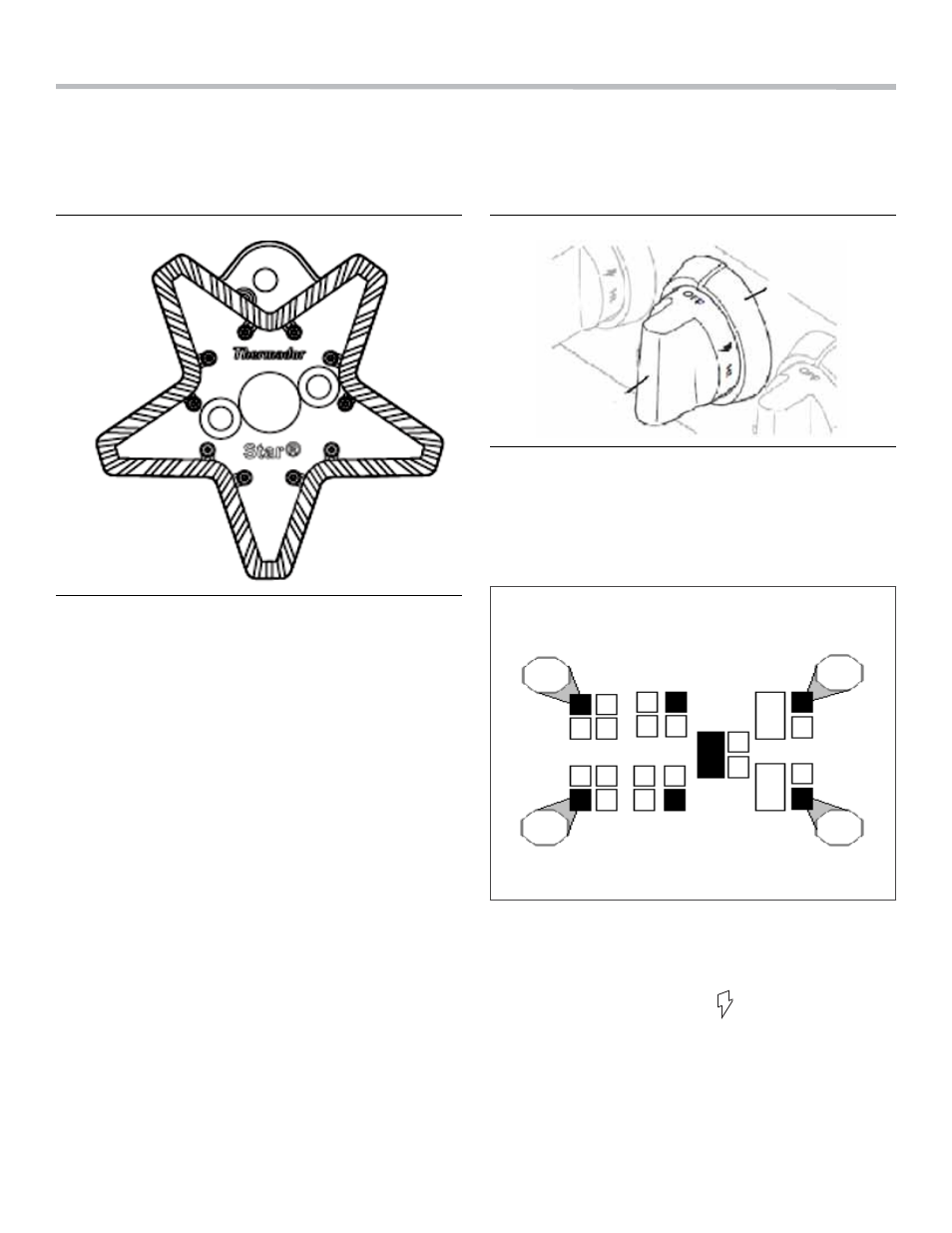 Usar la estufa, Quemadores sellados, Figura 8: base del quemador star® de latón | Figura 10: símbolos de la superficie de la estufa | Thermador PROFESSIONAL PRD48 User Manual | Page 106 / 138