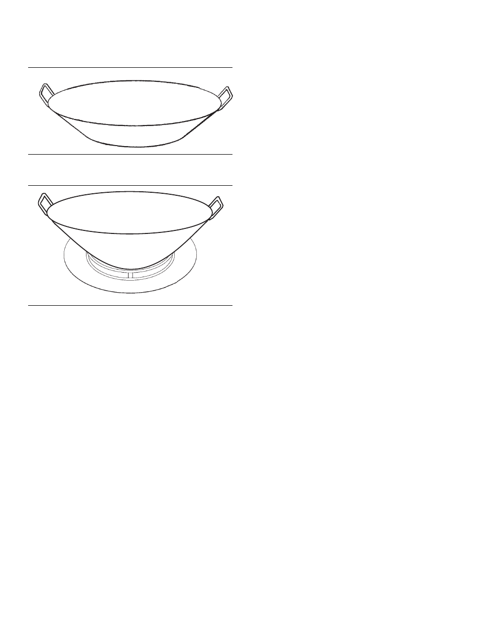 Specialty cookware, Figure 21: flat-bottom wok pan, Figure 22: round-bottom wok in support ring | Standard size water bath canner, Standard size pressure canner, Canning tips, Suggestions for using the recommendations | Thermador PROFESSIONAL PRD48 User Manual | Page 23 / 138