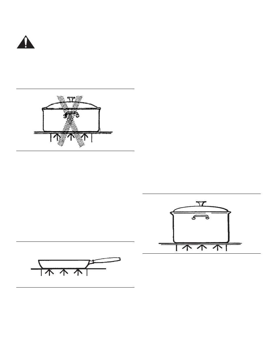 Récipients recommandés, Figure 17 : diamètre de la base, Figure 18 : récipient stable | Figure 19 : récipient à fond plat | Thermador PROFESSIONAL PRD48 User Manual | Page 67 / 138