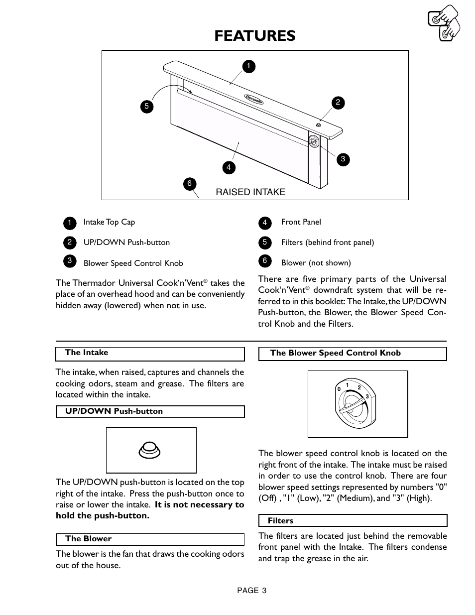 Features | Thermador CVS36R 45 User Manual | Page 3 / 8