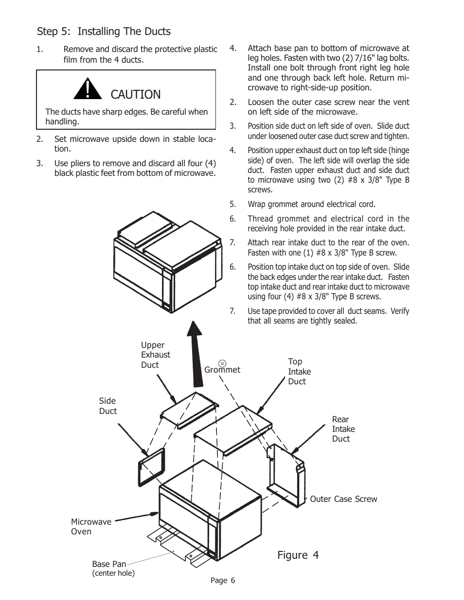 Caution, Step 5: installing the ducts figure 4 | Thermador MET27B User Manual | Page 6 / 8