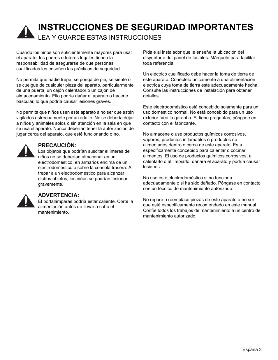 Instrucciones de seguridad importantes, Lea y guarde estas instrucciones | Thermador PH PROFESSIONAL PH30 User Manual | Page 27 / 36