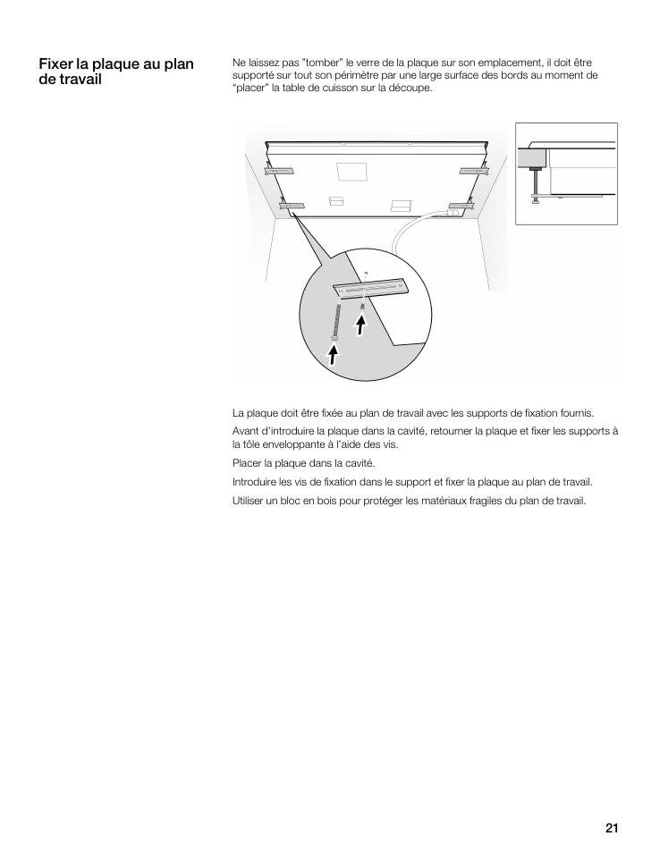 Fixer la plaque au plan de travail | Thermador CIT365 User Manual | Page 20 / 35