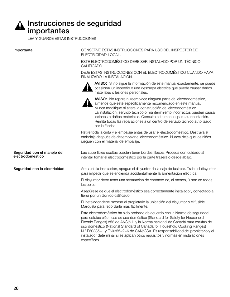 Instrucciones de seguridad importantes | Thermador CIT365 User Manual | Page 25 / 35