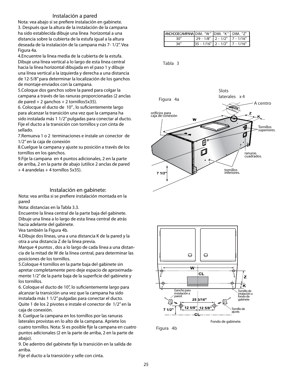 Instalación a pared, Instalación en gabinete | Thermador HMWB36 User Manual | Page 25 / 26