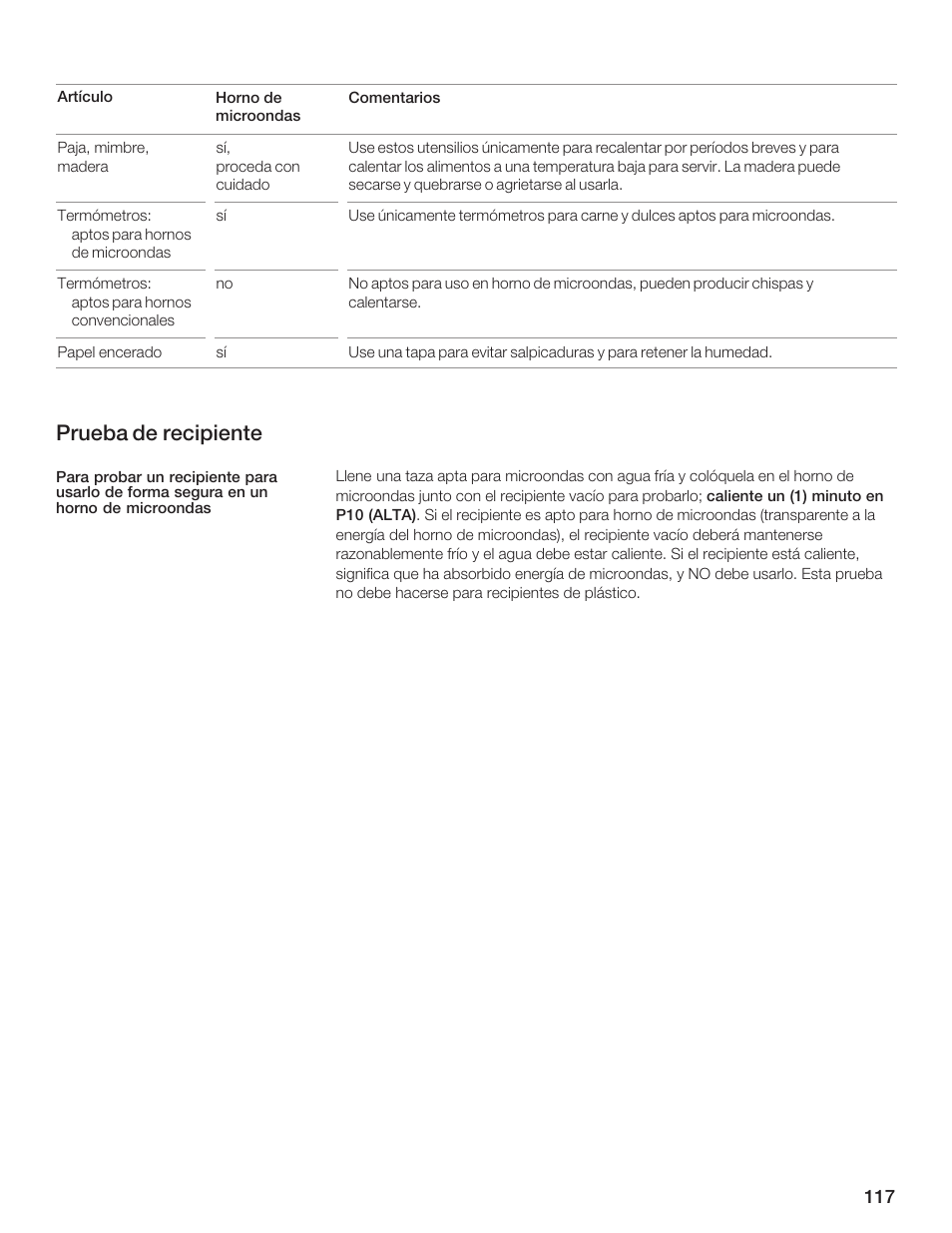 Prueba de recipiente | Thermador MCES User Manual | Page 117 / 136