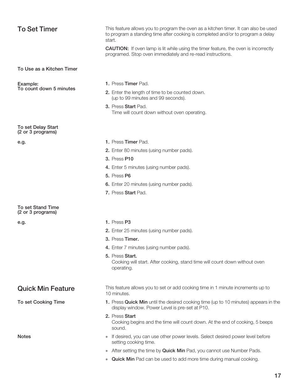 Quick min feature | Thermador MCES User Manual | Page 17 / 136