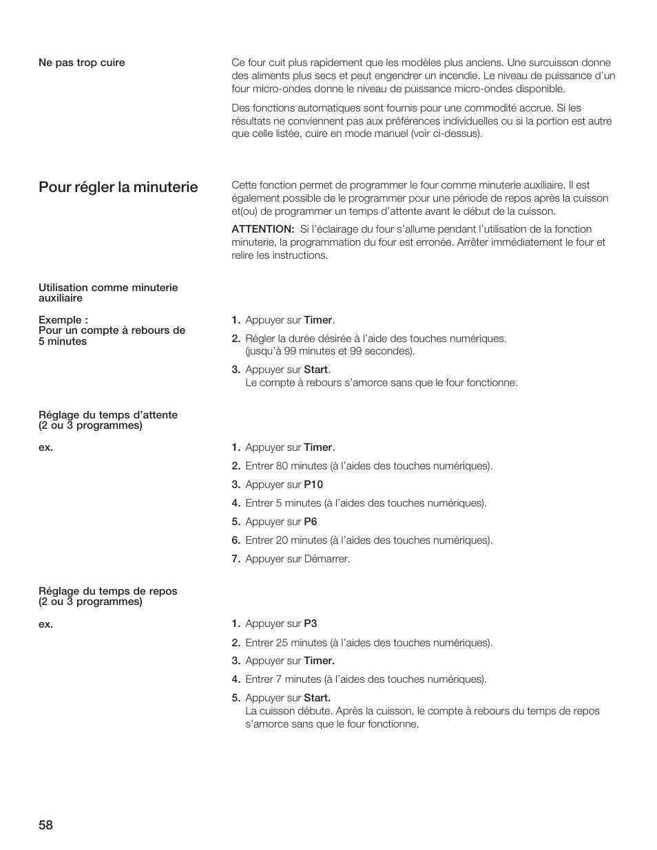 Pour régler la minuterie | Thermador MCES User Manual | Page 58 / 136