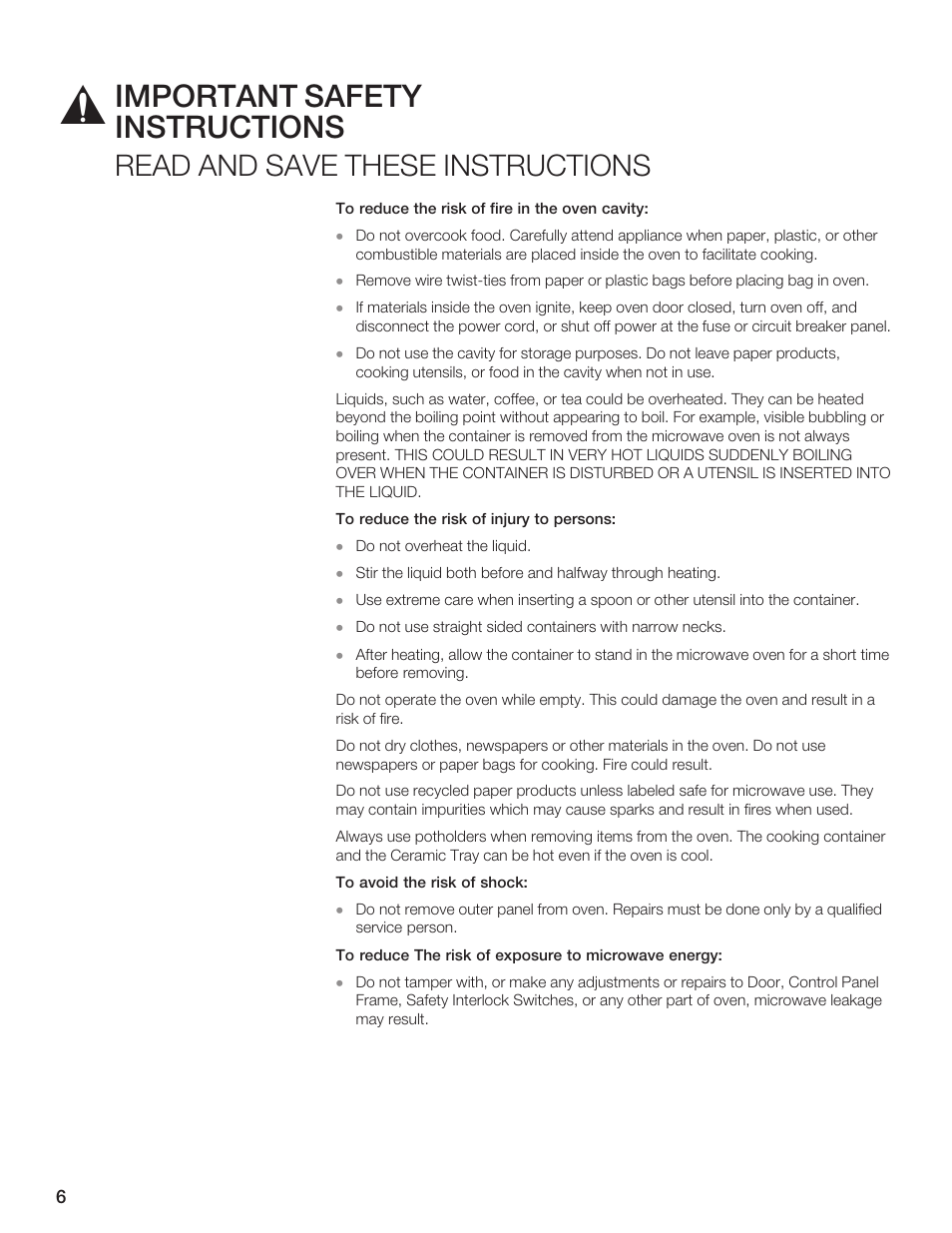 Important safety instructions, Read and save these instructions | Thermador MCES User Manual | Page 6 / 136