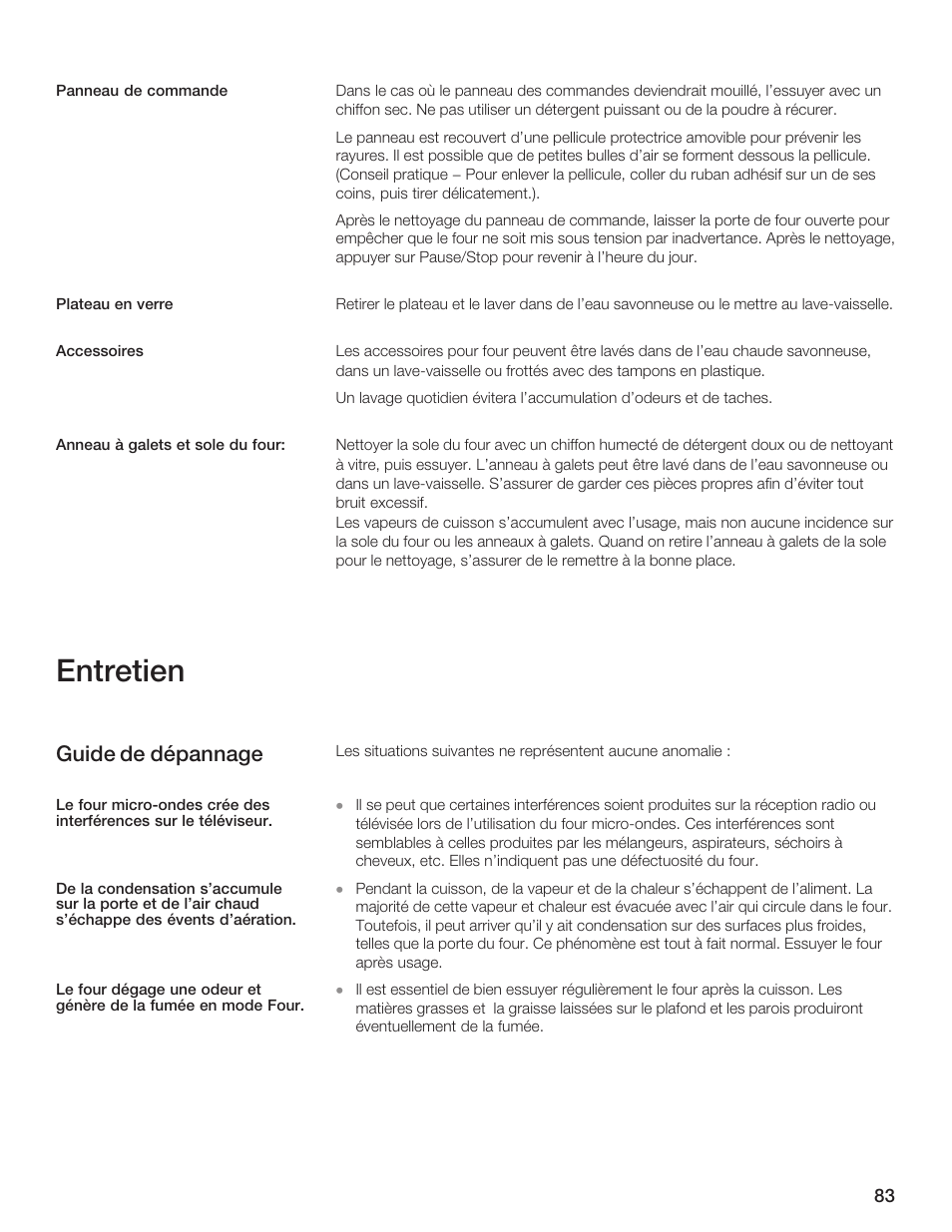 Entretien, Guide de dépannage | Thermador MCES User Manual | Page 83 / 136