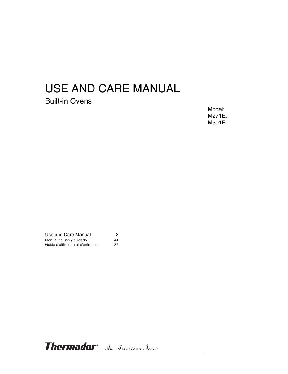 Thermador M301E User Manual | 128 pages