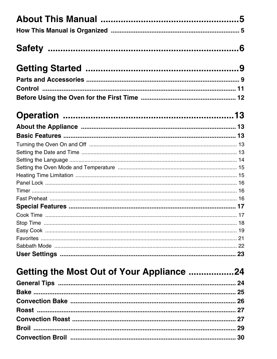 About this manual, Safety getting started, Operation | Getting the most out of your appliance | Thermador M301E User Manual | Page 3 / 128