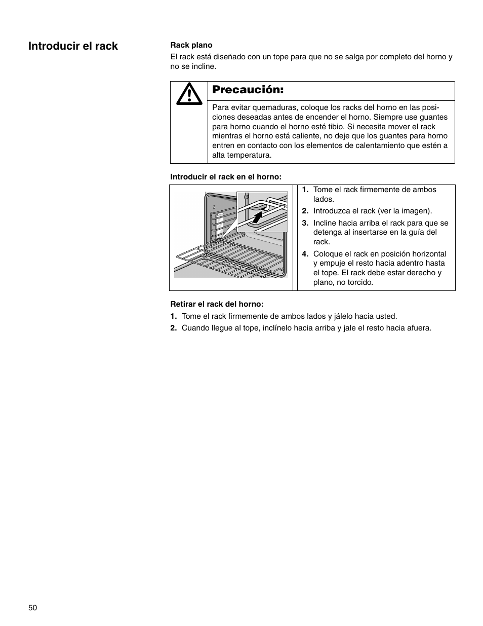 Introducir el rack | Thermador M301E User Manual | Page 50 / 128