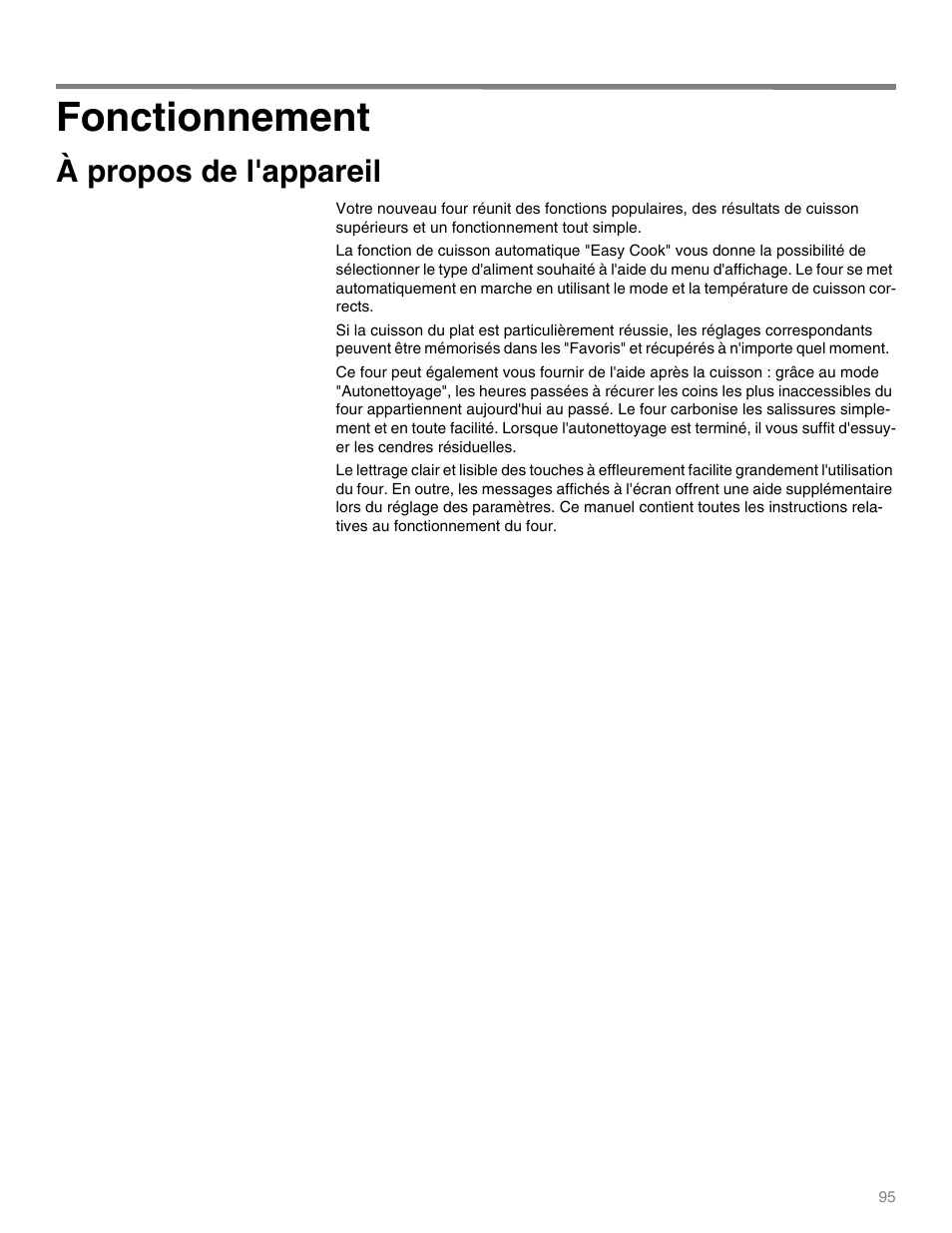 Fonctionnement, À propos de l'appareil | Thermador M301E User Manual | Page 95 / 128