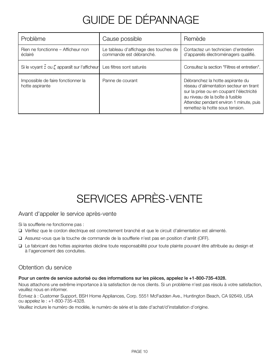 Guide de dépannage, Services après-vente | Thermador HDDW36FS User Manual | Page 20 / 32