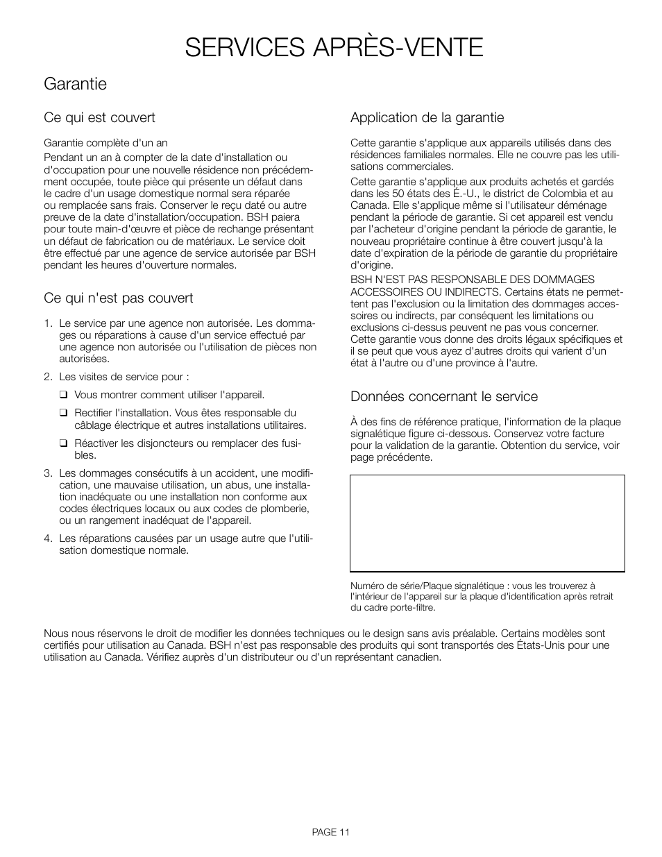 Services après-vente, Garantie | Thermador HDDW36FS User Manual | Page 21 / 32