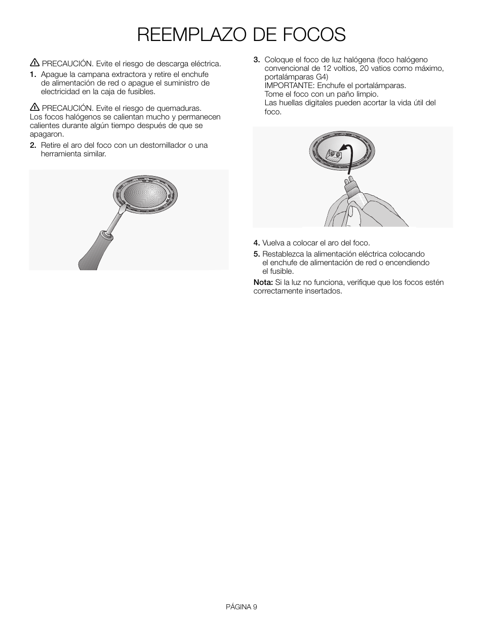 Reemplazo de focos | Thermador HDDW36FS User Manual | Page 29 / 32