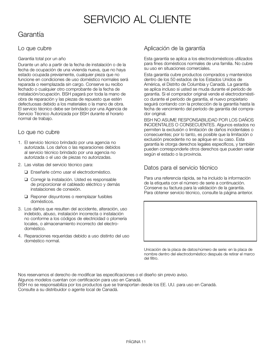 Servicio al cliente, Garantía | Thermador HDDW36FS User Manual | Page 31 / 32