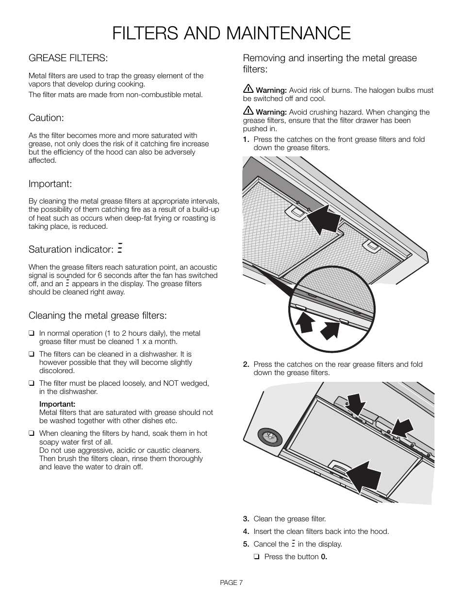 Filters and maintenance | Thermador HDDW36FS User Manual | Page 7 / 32