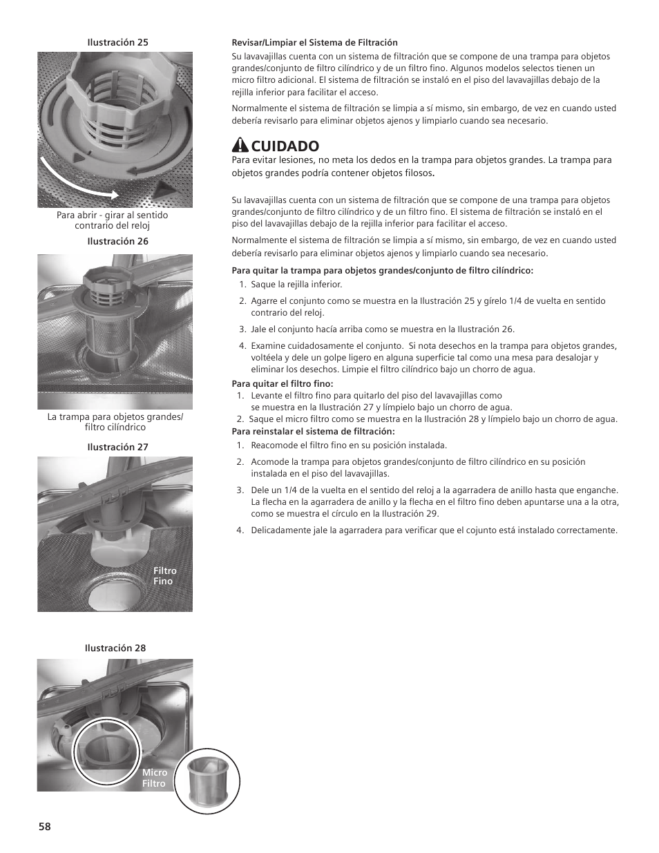 Cuidado | Thermador DWHD94EP User Manual | Page 58 / 64