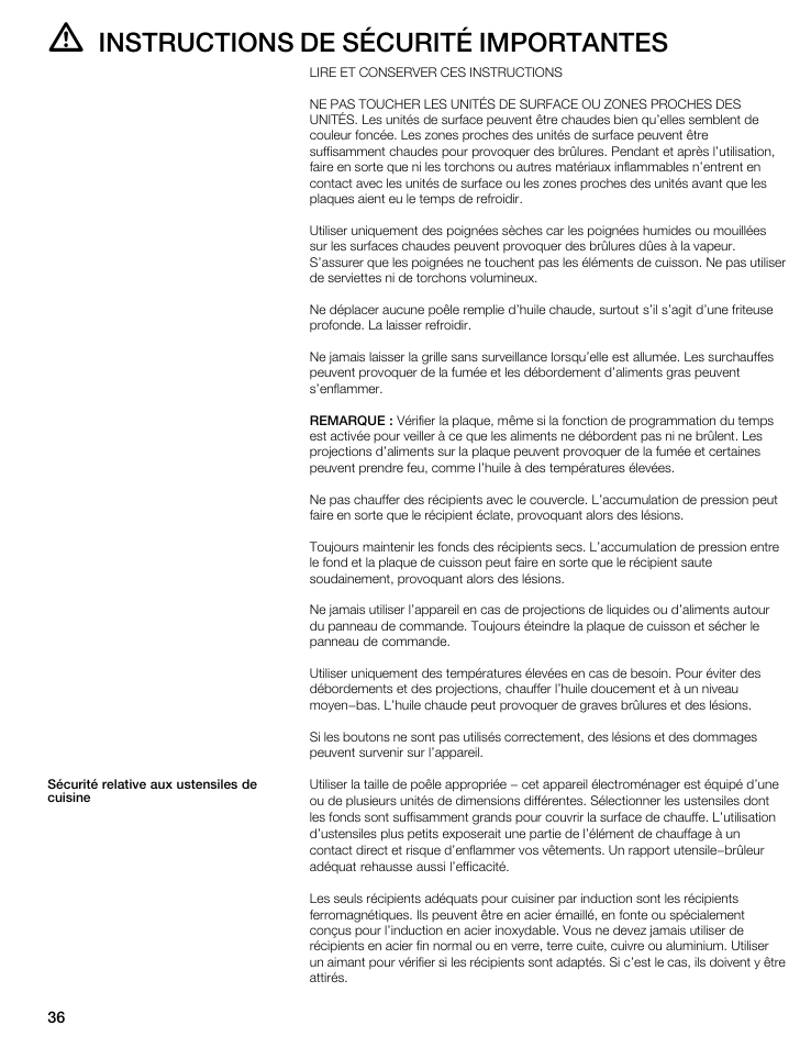 Instructions de sécurité importantes | Thermador CIT365GM User Manual | Page 35 / 94