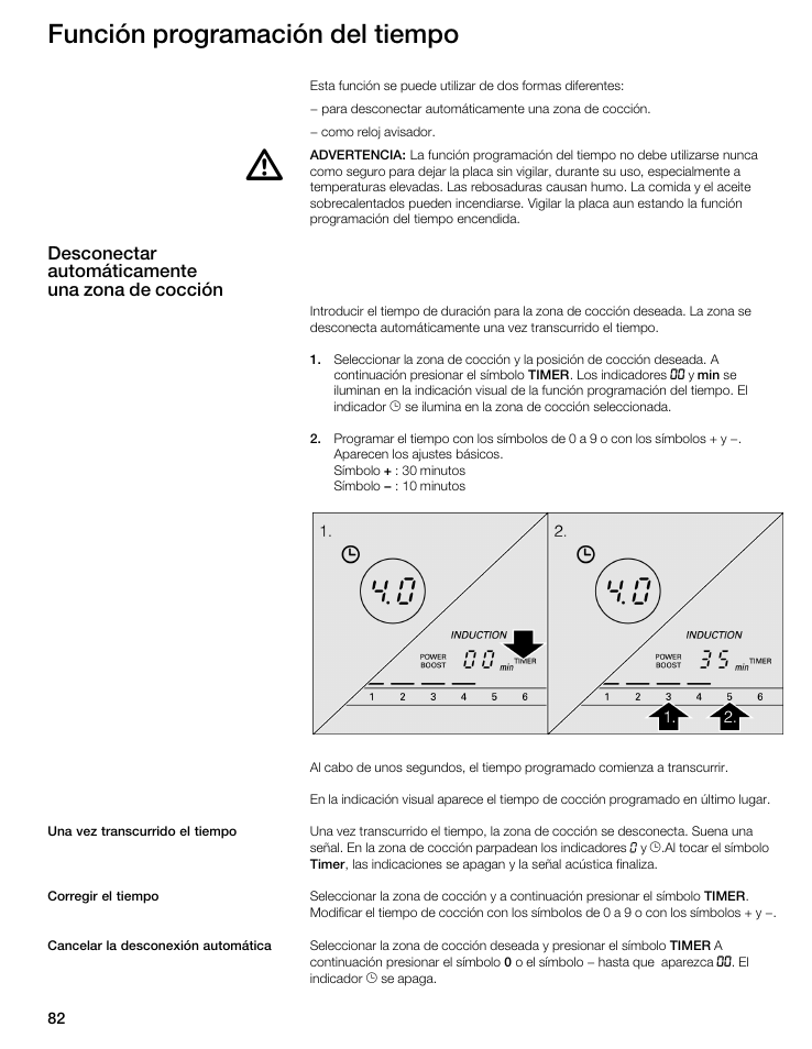 Función programación del tiempo, Desconectar automáticamente una zona de cocción | Thermador CIT365GM User Manual | Page 81 / 94
