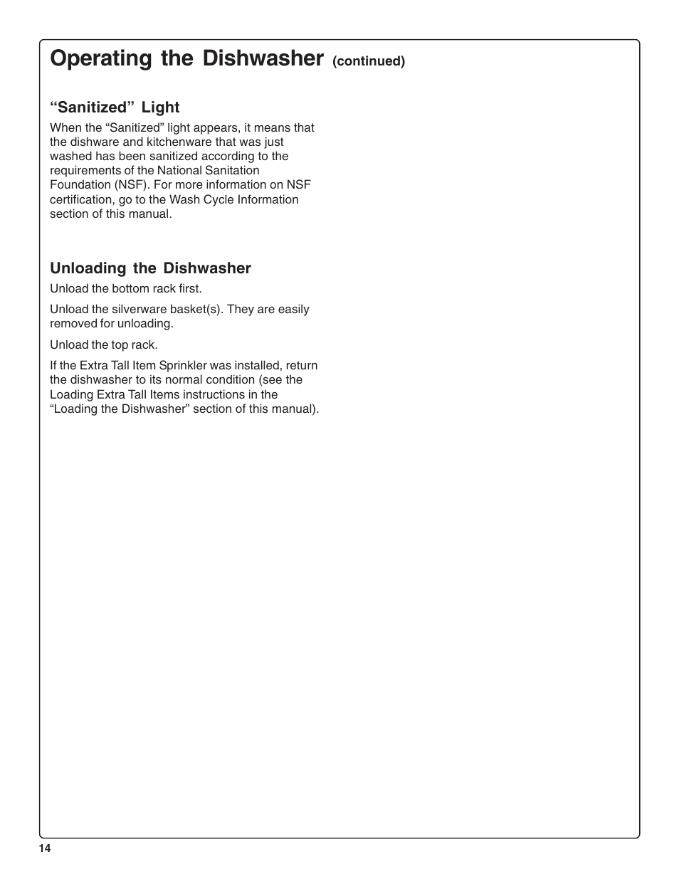 Operating the dishwasher | Thermador DWHD64CS User Manual | Page 16 / 70