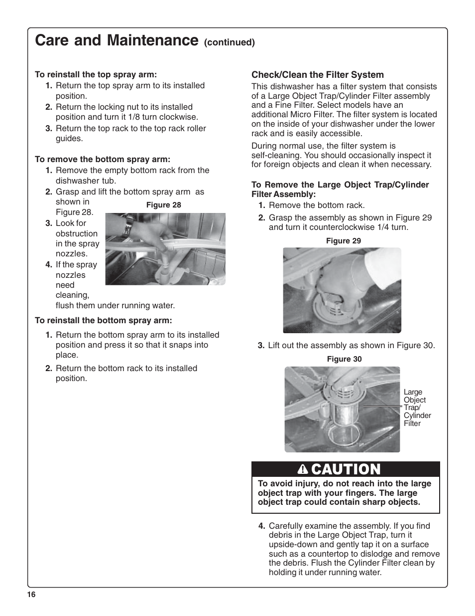 Care and maintenance, Caution | Thermador DWHD64CS User Manual | Page 18 / 70