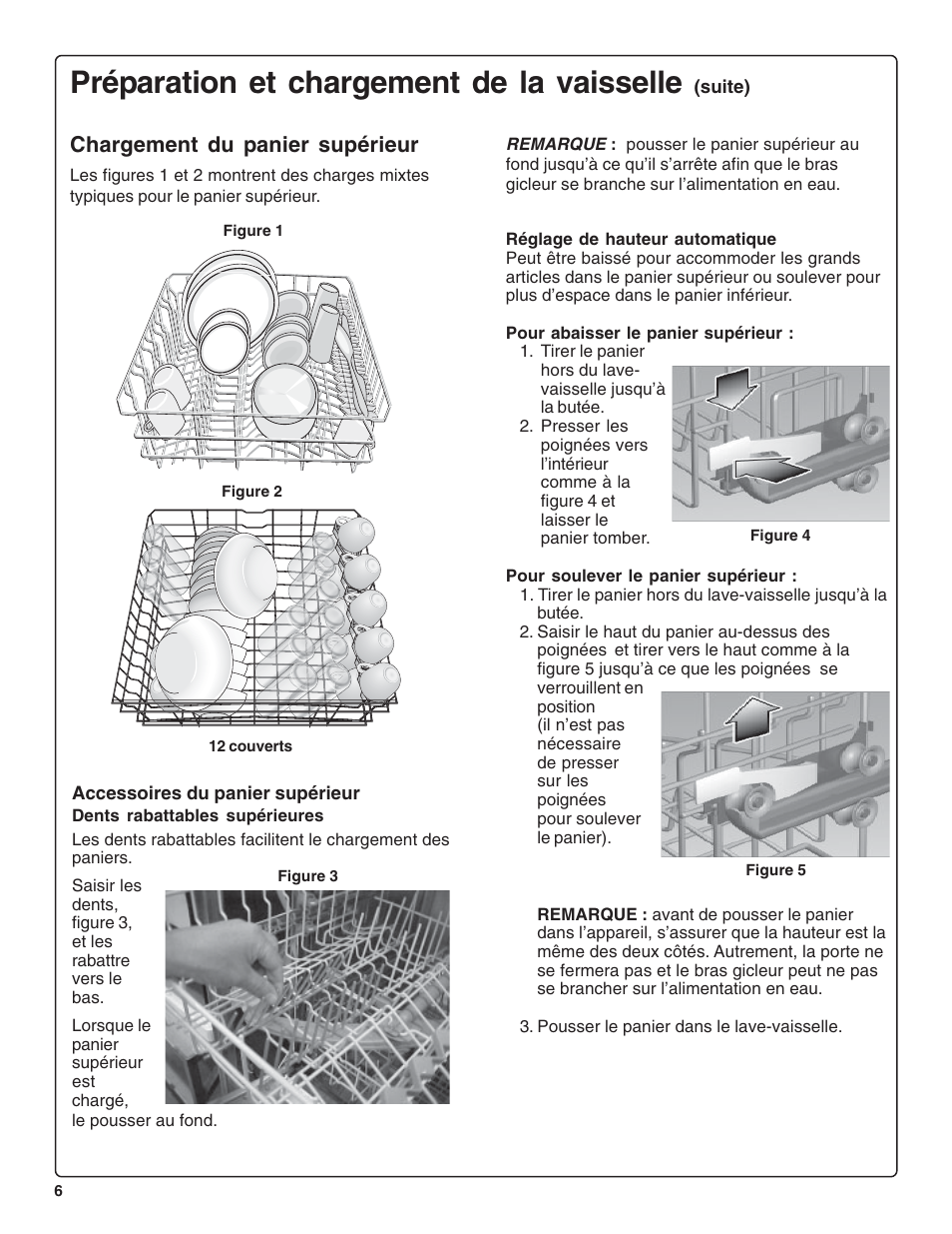 Préparation et chargement de la vaisselle, Chargement du panier supérieur | Thermador DWHD64CS User Manual | Page 30 / 70