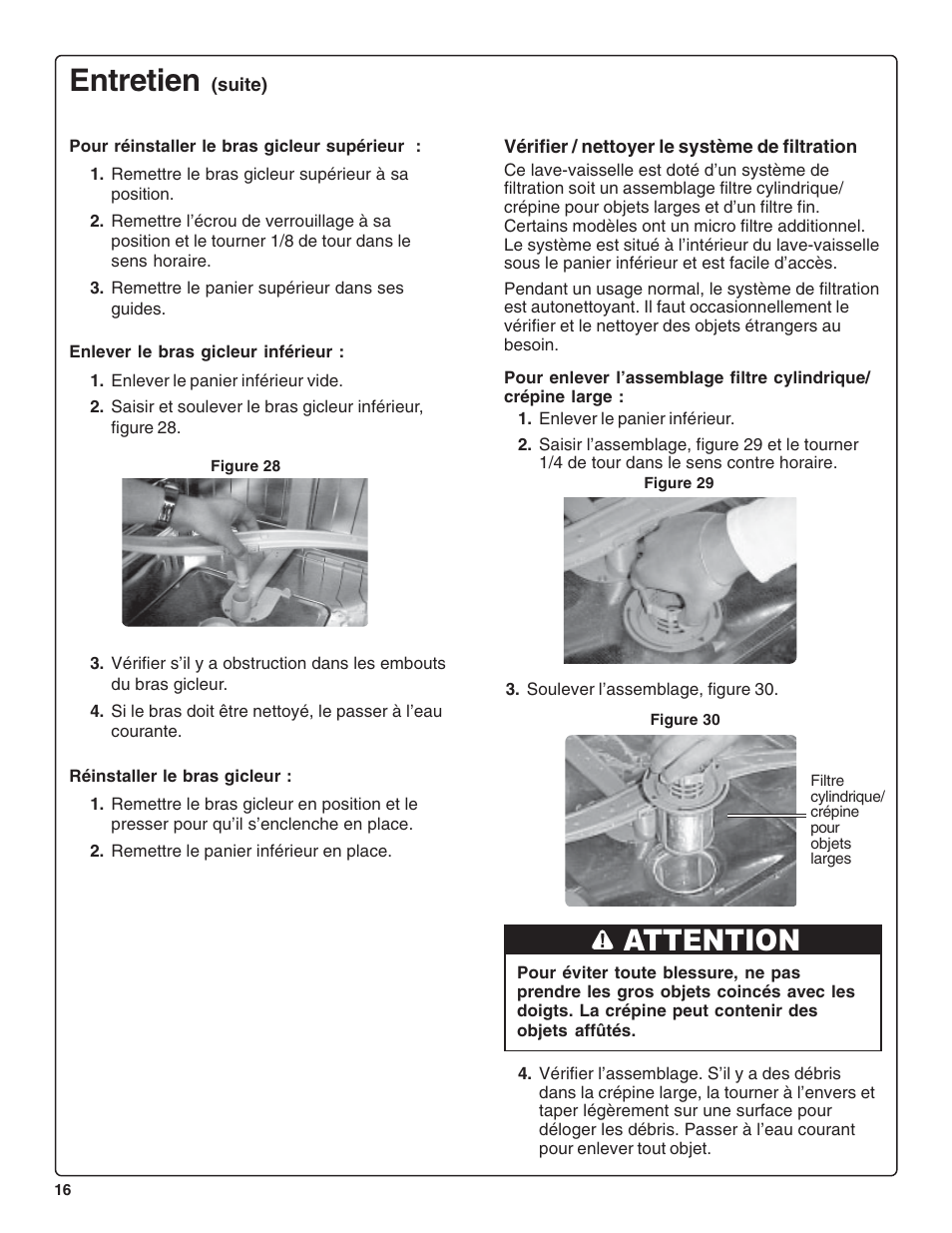 Entretien, Attention | Thermador DWHD64CS User Manual | Page 40 / 70