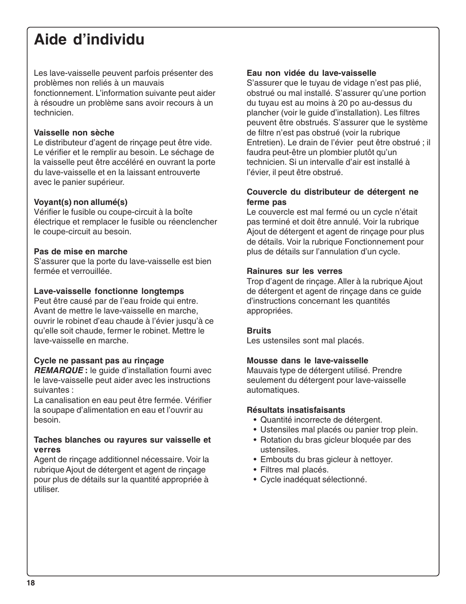 Aide d’individu | Thermador DWHD64CS User Manual | Page 42 / 70