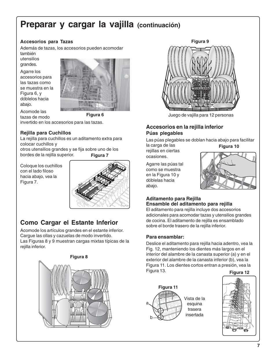 Preparar y cargar la vajilla, Continuación) como cargar el estante inferior | Thermador DWHD64CS User Manual | Page 53 / 70