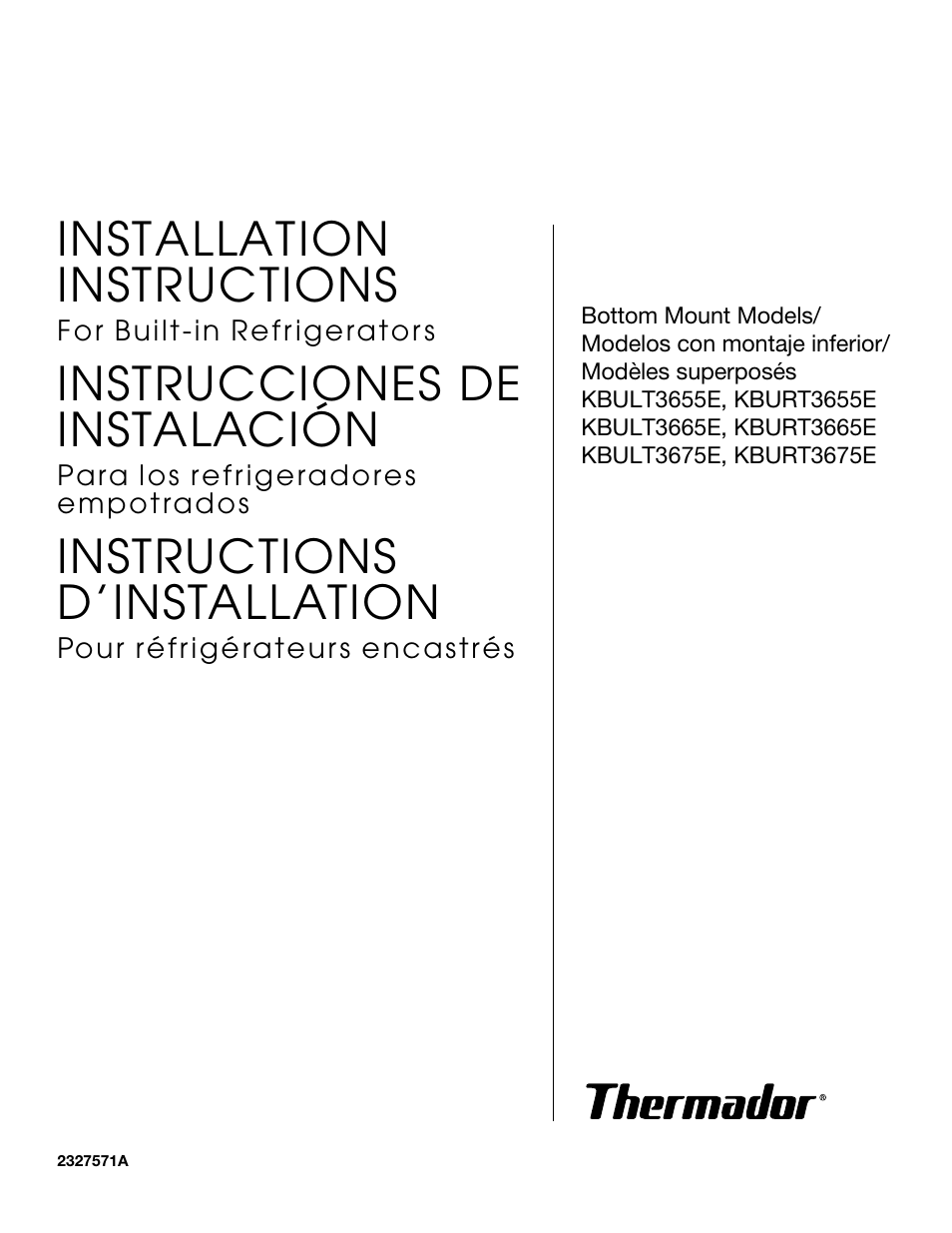 Thermador KBULT3655E User Manual | 60 pages