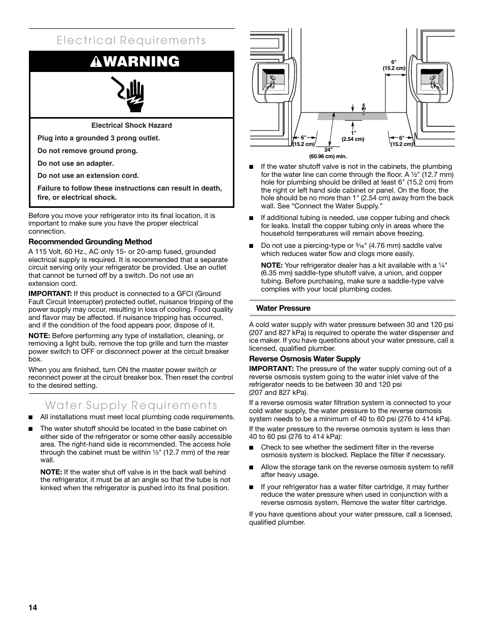 Warning | Thermador KBULT3655E User Manual | Page 14 / 60