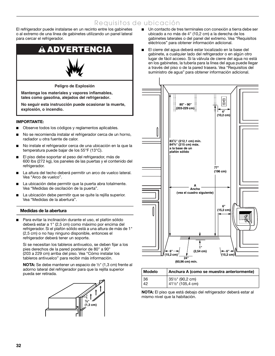 Advertencia | Thermador KBULT3655E User Manual | Page 32 / 60