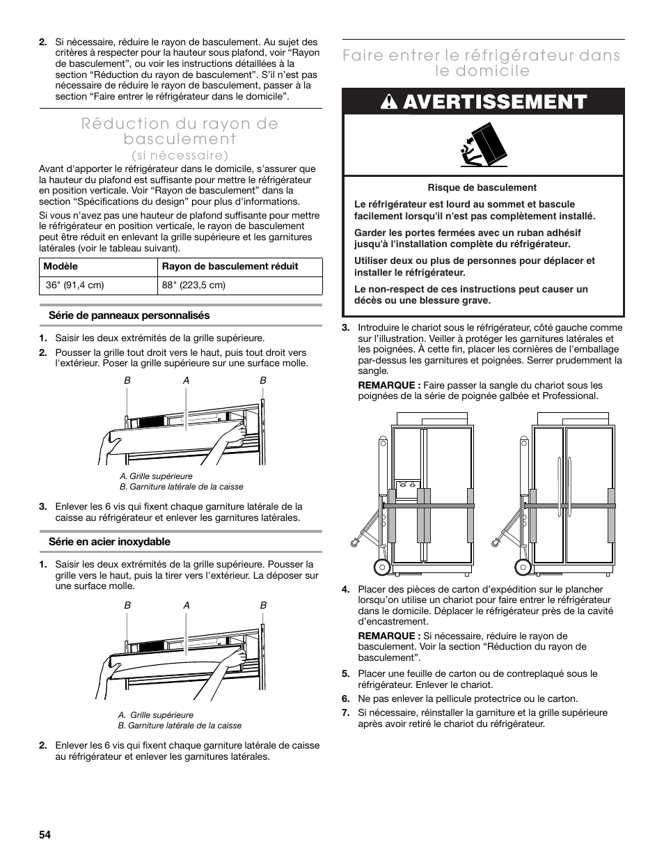 Avertissement | Thermador KBULT3655E User Manual | Page 54 / 60