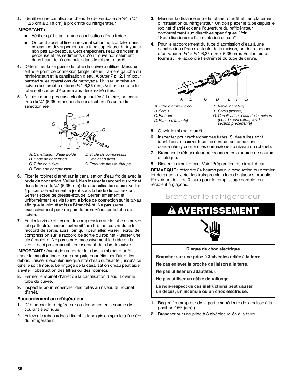 Avertissement | Thermador KBULT3655E User Manual | Page 56 / 60