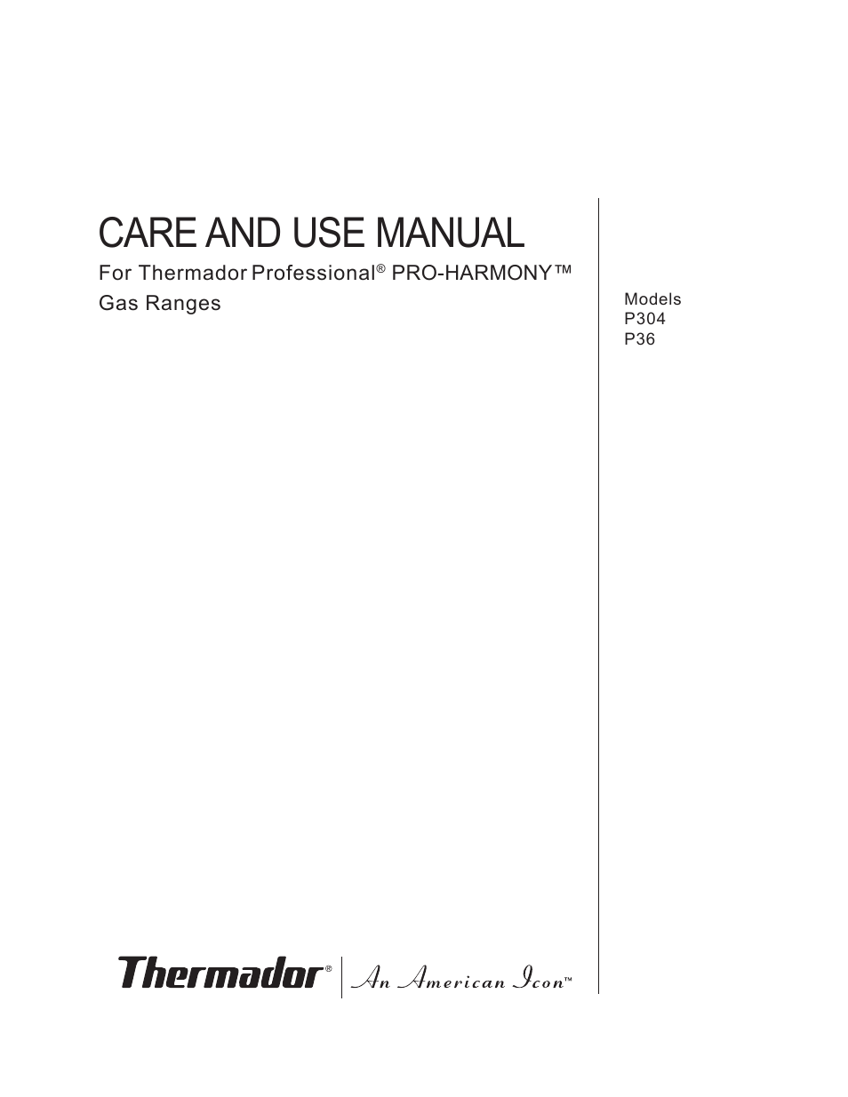 Thermador Pro-Harmony P304 User Manual | 124 pages