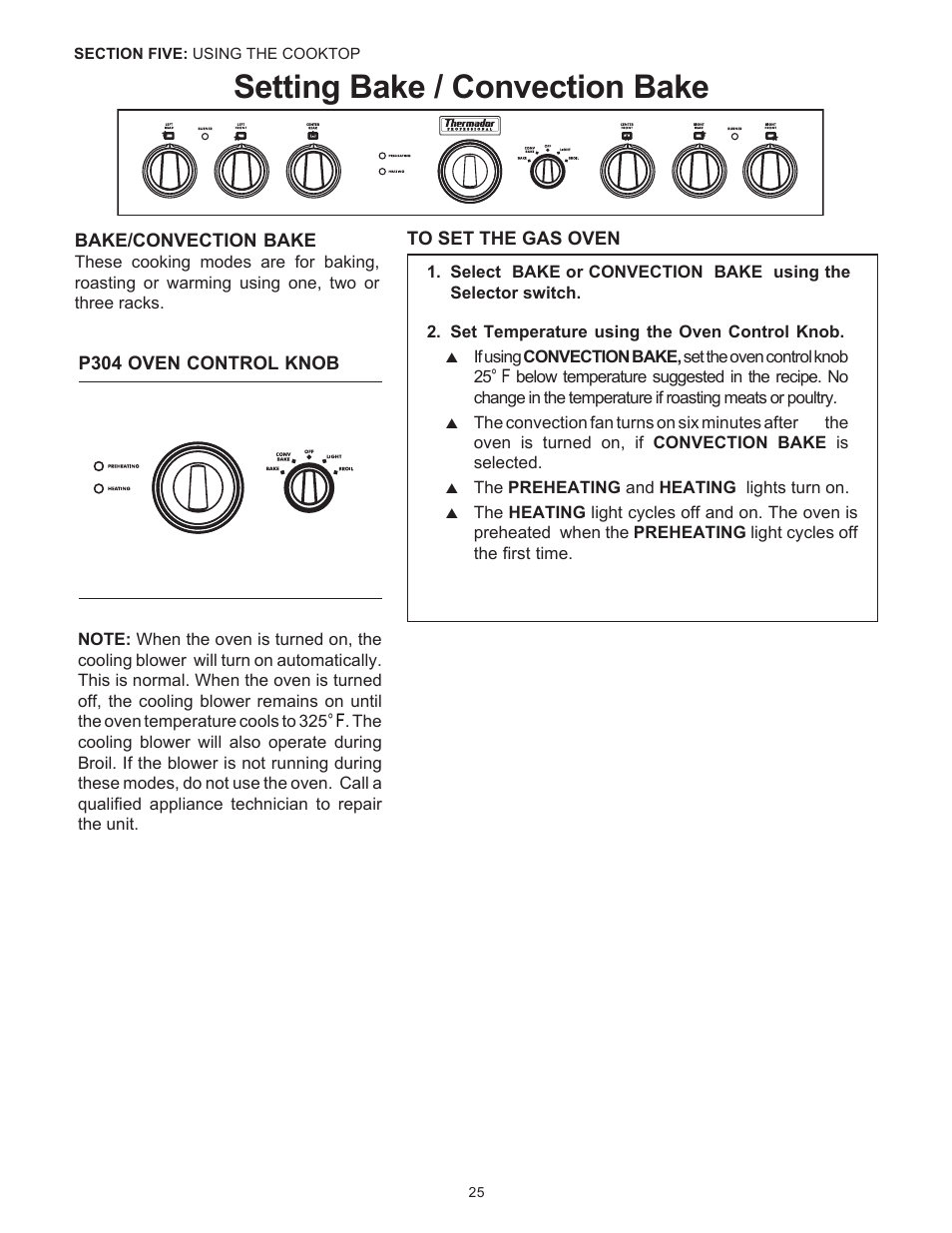 Setting bake / convection bake | Thermador Pro-Harmony P304 User Manual | Page 27 / 124