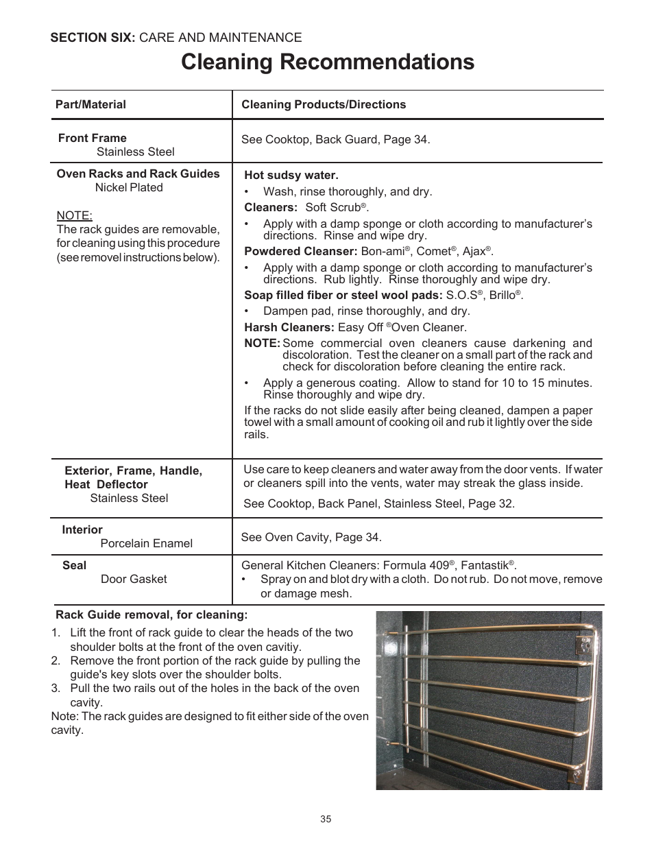 Cleaning recommendations | Thermador Pro-Harmony P304 User Manual | Page 37 / 124