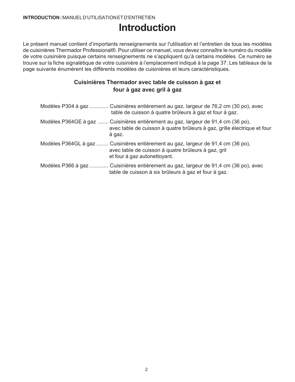 Introduction | Thermador Pro-Harmony P304 User Manual | Page 44 / 124