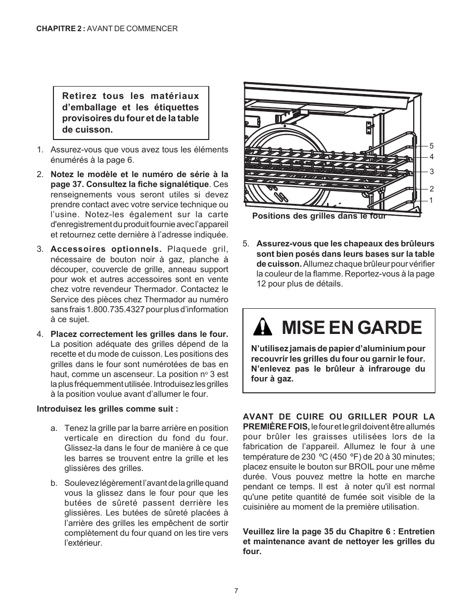 Mise en garde | Thermador Pro-Harmony P304 User Manual | Page 49 / 124