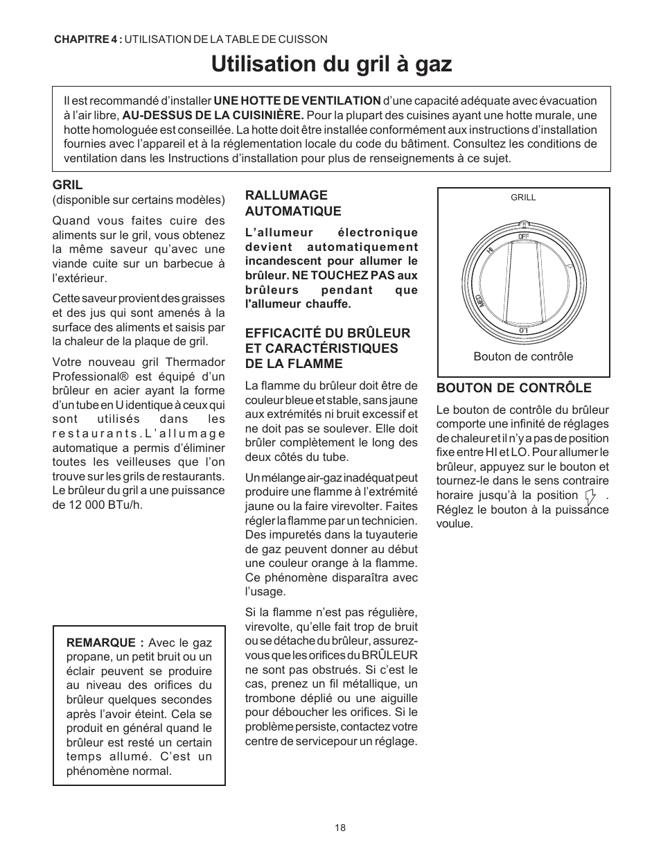 Utilisation du gril à gaz | Thermador Pro-Harmony P304 User Manual | Page 60 / 124